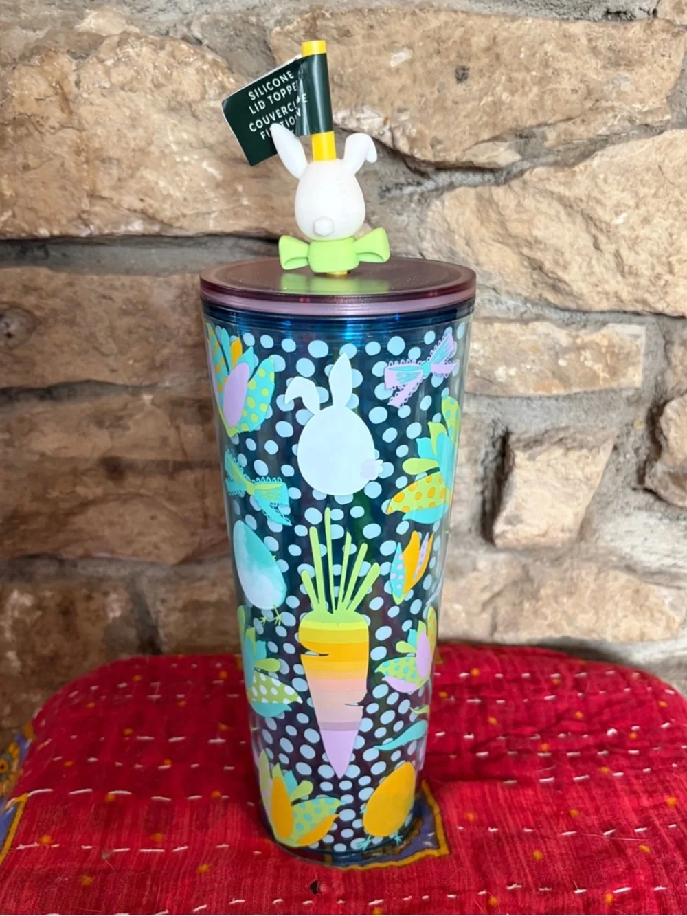 STARBUCKS KITCHEN 2025 EASTER TUMBLER WITH BUNNY STRAW TOPPER 24oz / 710ML NWT